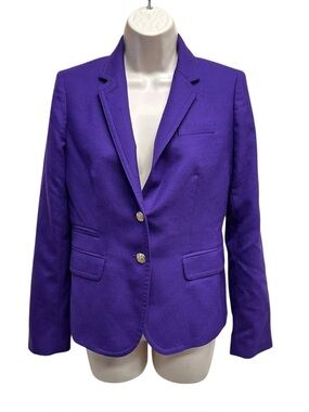 J. Crew schoolboy blazer royal purple women’s size 2 wool academia *flaw